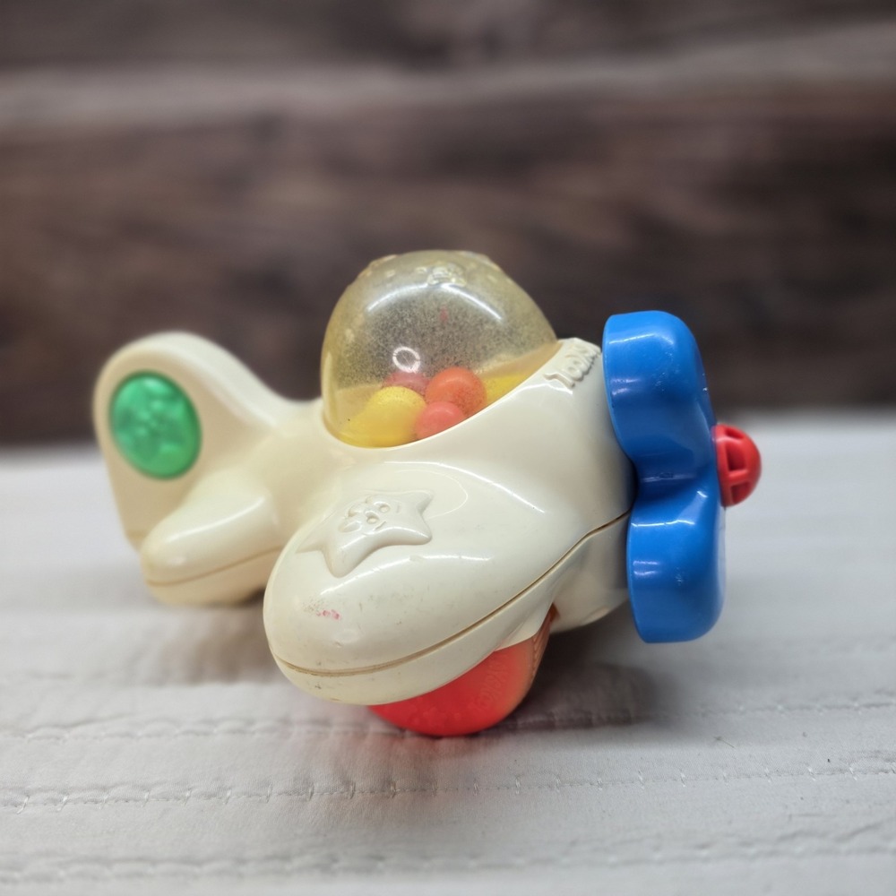 Vintage Playskool Toy Plane Airplane 1988 Yellow Blue Rattle Retro‎